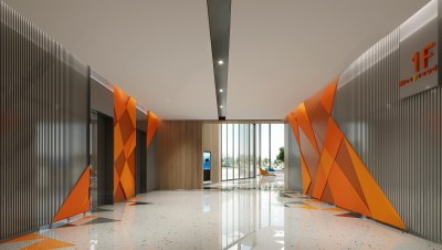 现代电梯厅3D模型下载